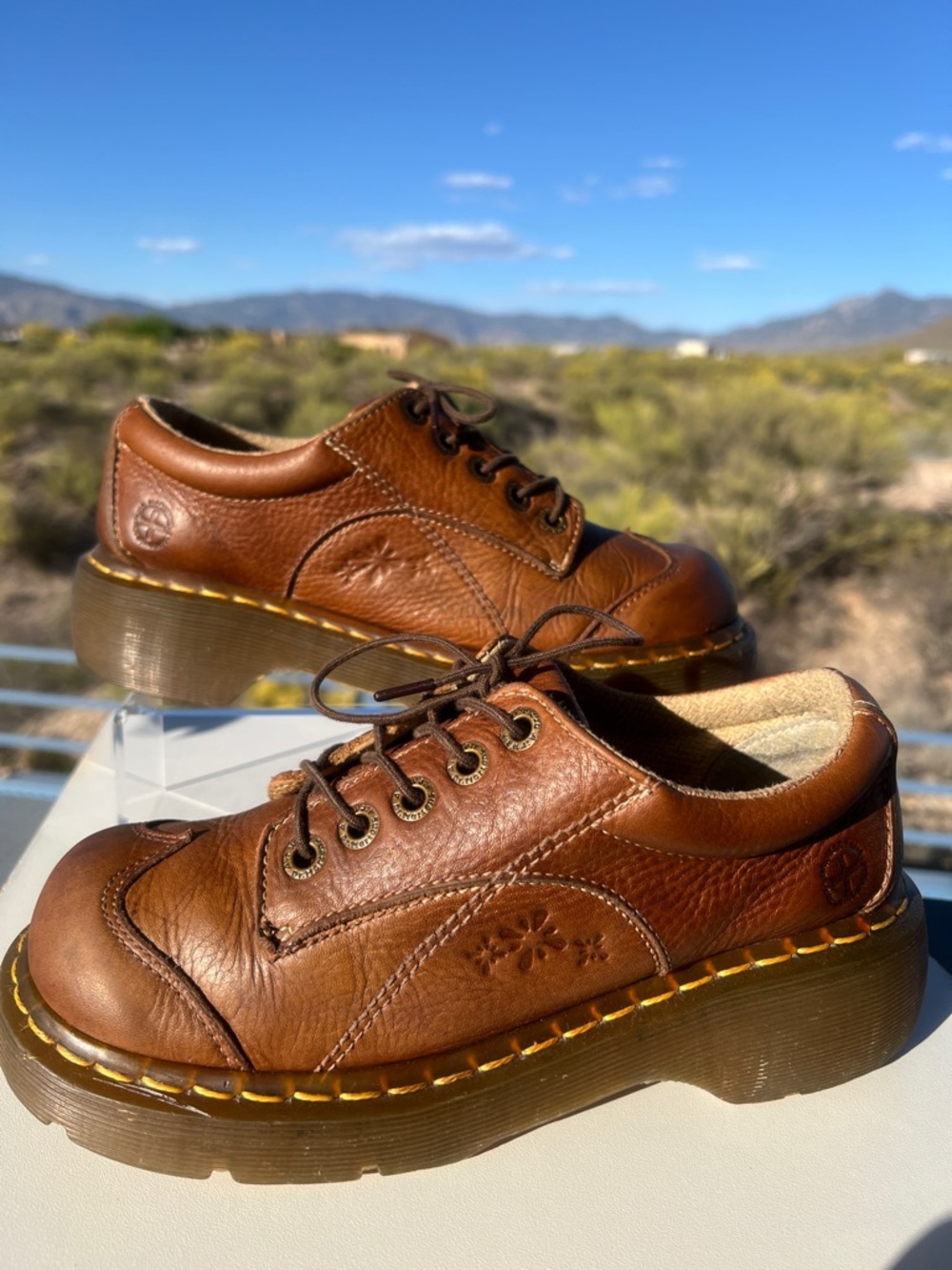 🌼 RARE Daisy Embossed 12280 Dr. Martens Chunky Platform Oxfords 🌼